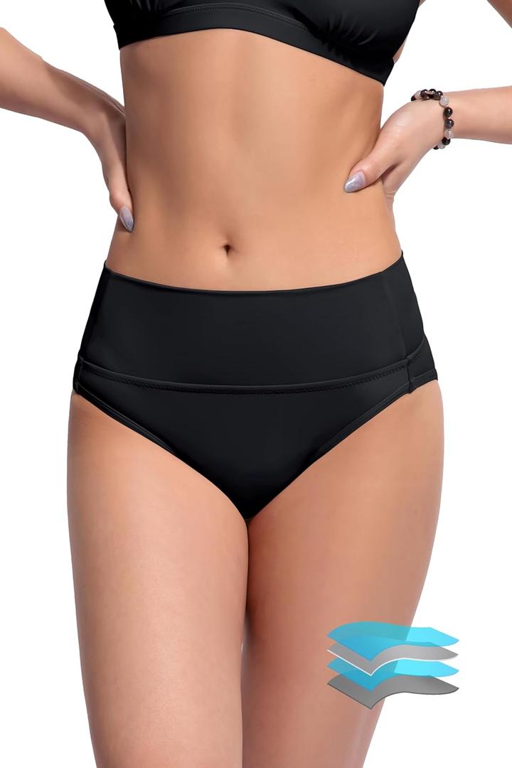 Beautikini Period Swimwear Bikini Menstrual Leakproof Swim Bottoms Period Bathing Suits for Teens Girl (XX-Small, Dark)