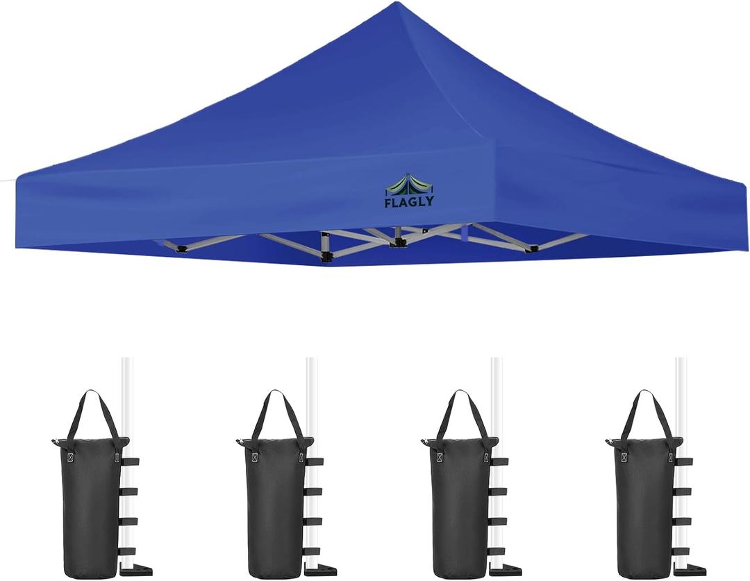 Canopy Replacement Top for 10x10ft Pop Up Canopy Tent, Waterproof Durable Cover with Bonus 4 Sand Bags Outdoor Shelter Replacement Roof