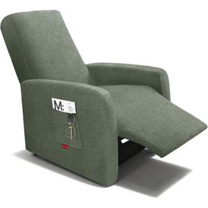 3 Pieces Stretch Recliner Chair Covers, Plush Fabric Washable Slipcover for Extra Small Lazy Boy Chairs (Green)