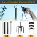 FEED GARDEN String Light Poles for Outside,10FT Metal Poles for Outdoor String Lights, Stand Poles for Deck, Garden, Patio, Wedding, Backyard, Christmas Party 6 Pack