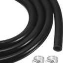 MECCANIXITY 6.6ft Silicone Rubber Tubing 3/16" ID 5/16" OD Plastic Tube Flexible Air Hose for Brewing, Wine Making, Pump Siphon, 4.8mm x 8mm, with 2pcs Clamps, Black