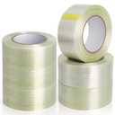 6 Rolls Filament Strapping Tape, 2'' x 60yds x 5.5mil Reinforced Fiberglass Tapes, Heavy-Duty Packing Tape for Shipping, Moving, Industrial, No Residue, Water-Proof