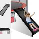 Eurmax USA Universal Easy-to-Assemble Trampoline Slide Ladder, Heavy Duty Steel Trampoline Accessory Slide for Kids Climb Up&Slide Down/Black with Shoes Pocket