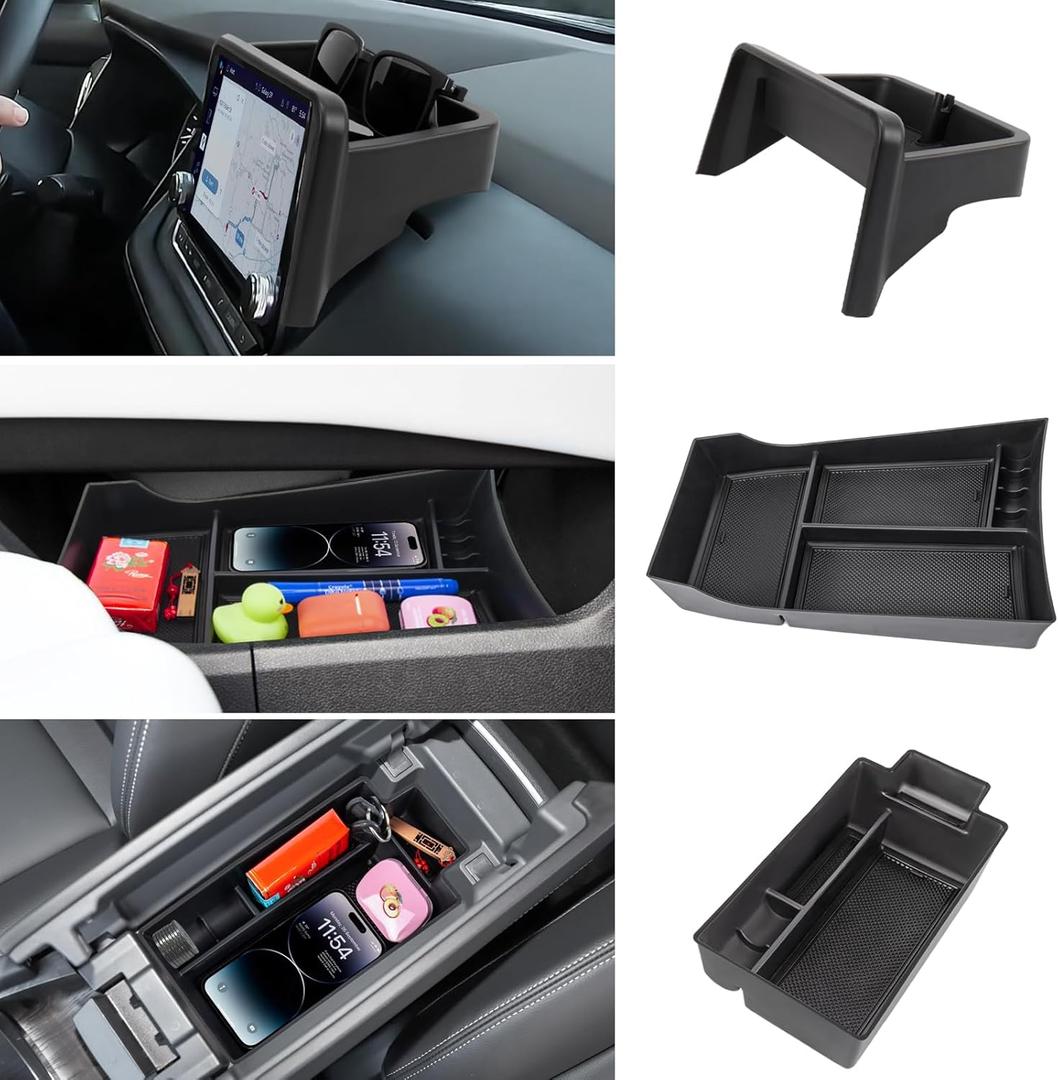 3PCS Center Console Organizer Compatible with 2021-2025 Nissan Rogue S/SV/Rock Creek Dashboard Tray Armrest Storage Box Lower Center Console Tray Interior Accessories(Only Fit 8-Inch Screen)