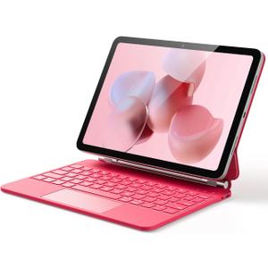 GreenLaw for iPad 11th(A16,2025)/10th(2022) Generation Case with Keyboard, Magic-Style Keyboard Stand, 7 Color Backlit, Stain-Resistant Surface, Multi-Touch Trackpad, Viva Magenta (Ruby Red)