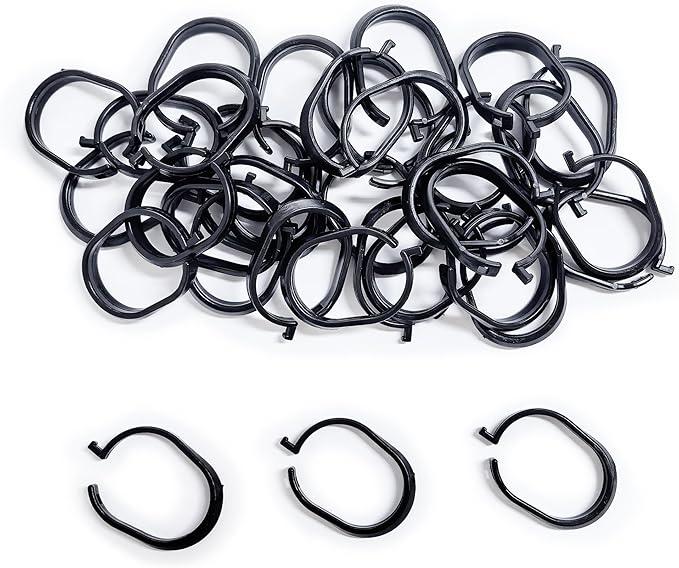 12 Packs Plastic Shower Curtain Rings Hooks, Tightly Closed Design for Shower Curtains, Gazebo Mosquito Nets, and Window Drapes, Smooth Gliding, Rustproof