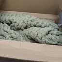 SAMIAH LUXE Sage Green Chunky Knit Blanket Throw 50x70, Chenille Chunky Knit Throw Blanket for Living Room Decor or Boho Decor, Thick Yarn Knitted Blankets for Couch or Bed, Knitted Crochet Blankets