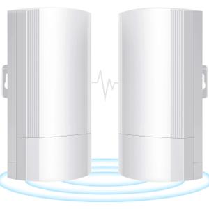 Wireless Bridge Set 900Mpbs 5.8G WiFi Outdoor CPE Point to Point Long Range up to 2-3KM CPE200 with 12dBi High-Gain Antenna24V PoE Power, IP65 Waterproof,2-Pack, White (Old version)
