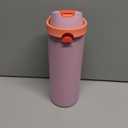 Insulated Water Bottle with Straw - Encool Stainless Steel Water Bottle with Push Button Lid, Leak-Proof & BPA-Free, Keeps Cold for 24 Hours for Sports, Travel, Gym (24 oz, Lily-Red)