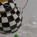 MACKENZIE-CHILDS Enamel Tea Kettle, Stylish Tea Kettle for Stovetop, Black-and-White Courtly Check, 2 Quarts