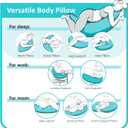 BYRIVER 43" Long C Shaped Body Pillow for Adults Men Women, Side Sleeper Pillow for Neck Shoulder Back Pain Relief, Cooling Post Sugery Pillow Pregnancy Pillow, Blue Black Washable Pillowcase (XL)
