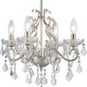 Crystal Chandelier Light Fixture, Modern K9 Crystal Chandeliers for Dining Room 4-Lights Nickel Pendant Ceiling Light Fixture for Entryway Kitchen Island Bathroom Bedroom Living Room, H 21" x W 17.7"