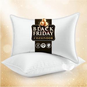 COZSINOOR Goose Down Feather Pillows Queen Size - Hotel Bed Pillow for Sleeping Set of 2, Soft 600 TC Cotton Cover, Fluffy Support Surround Fill Down Alternative for Back, Stomach, Side Sleepers