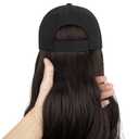 AynnQueen Baseball Cap with Hair Extensions for Women Adjustable Hat with Synthetic Hair Attached 24inch Long Wavy Black Baseball Cap (Dark Brown)