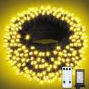 ROSCOO 300 LED String Lights Outdoor, 100FT Warm White Christmas Lights for Outside with Remote, Timer Memory Function, 8 Modes Waterproof Fairy Lights Plug in, for Xmas Tree Bedroom Patio Party