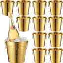 Mumufy 10 Pcs 3.3 Qt / 3 L Champagne Ice Buckets Stainless Steel Ice Bucket with Handles,Drink and Wine Chiller Great for Home Bar Club Party Supplies, Chilling Champagne and Sparkling Wine (Gold) (EXP 02/04/26)