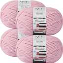 #6 Super Bulky Blanket Yarn for Crocheting - 4 Skeins(Each 10.5oz/300g, 220yds/201m), Chunky Chenille Thick Plush Big Soft Yarn for Crocheting Knitting Blankets, Pink
