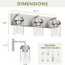 Bathroom Lighting Fixtures, 3-Light Bathroom Vanity Lights Over Mirror, Brushed Nickel Vanity Light with Glass Shade, Modern Vanity Lighting Fixtures for Bathroom, Bedroom, Hallway