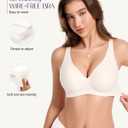 Wireless Seamless Jelly Bra for Women - Deep V Push Up Bras for Womens No Underwire - No Wire Back Support Lift Bralette (White, M)