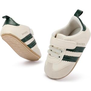 BACSAC Baby Shoes for Boys Girls Non Slip Low Top Infant Walking Shoes Breathable Comfort Toddler Walker Shoes Pull On Newborn Baby Sneakers 3 6 9 12 Months (Apricot Green)