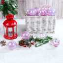 AMS 24ct Clear Christmas Ball Ornaments, 2.76''/70mm Shatterproof Hanging Xmas Balls Baubles Set for Christmas Tree with Stuffed Delicate Decorations for Wedding Christmas (Pink)