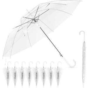Clear Wedding Umbrellas Bulk, High-Visibility Transparent Rain Umbrella, Firm and Durable, Easy Operation, Large Clear Umbrella for Wedding Bride Groom Photography Golf Outdoor (8 pcs)