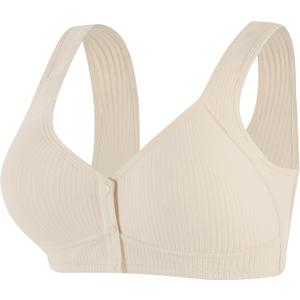 Women Front Closure Bras Wireless Snap Closing Bra No Underwire Older Senior Bras (XL)