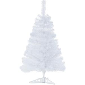 3FT Artificial Christmas Tree White Mini Tabletop Christmas Pine Tree with Plastic Stand Small Xmas Tree for Indoor Outdoor Holiday Home Decoration