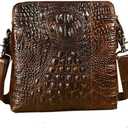 Hebetag Small Leather Sling Shoulder Bag Messenger Pack for Men Women Outdoor Travel Business (#23coffee)