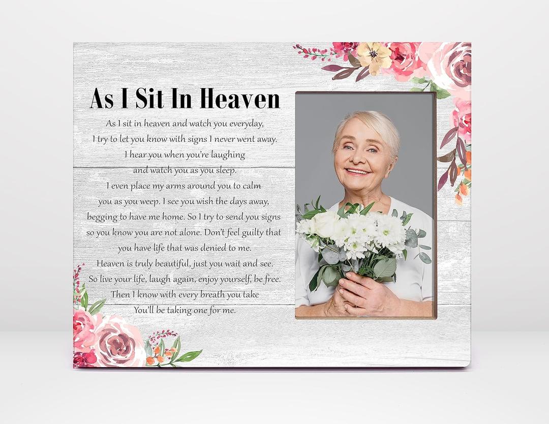 Orchroma As I Sit in Heaven Memorial Picture Frame,in Memory of Loved One Gifts,Bereavement Condolences Gifts,4x6 Photo Frame
