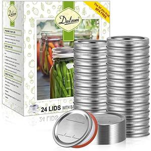 Dalzom® 23Pcs Canning Lids with Rings Regular Mouth, Premium Mason Jar Lids with Bands/Rings for Ball, Kerr Jars - Food Grade Material, 100% Fit & Airtight for Regular Mouth Mason Jars