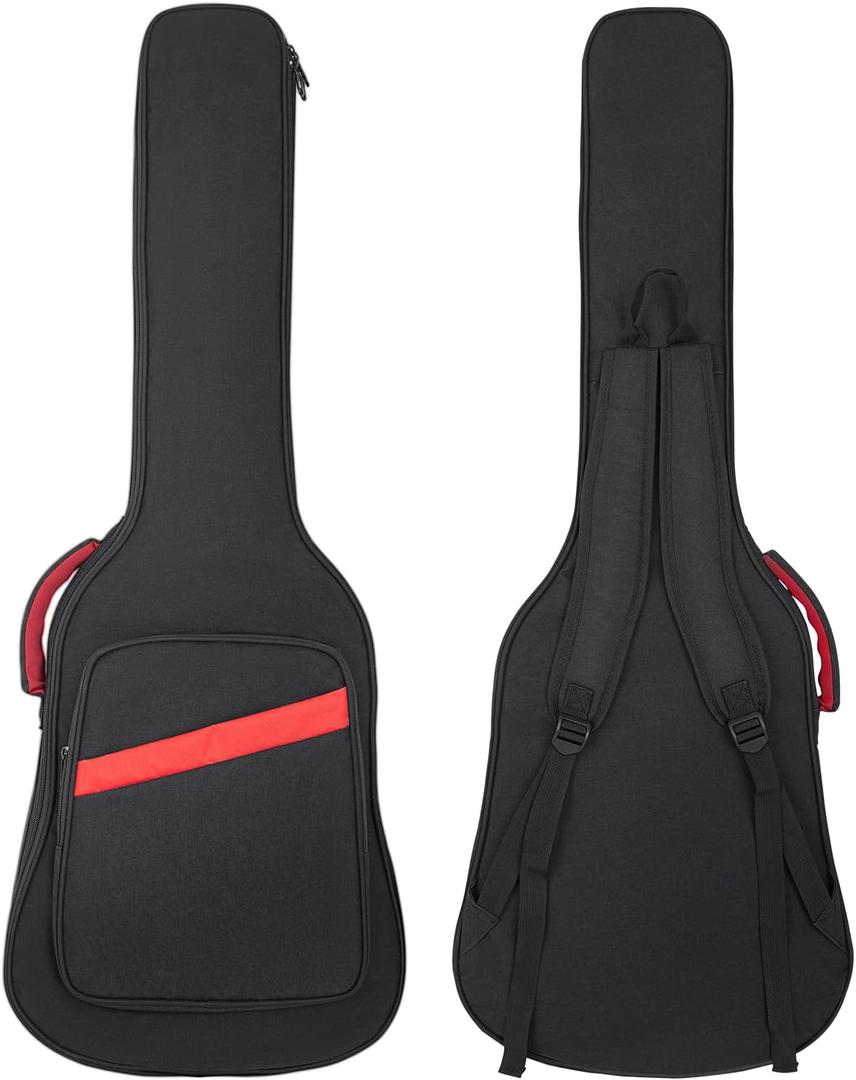 Electric Guitar Bag 7mm Padding Electric Guitar Case, 39 Inch Electric Guitar Gig Bag Backpack with Neck Strap and Pockets, Black
