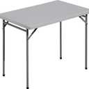 Folding Table 3ft Rectangular All-Occasion Plastic Folding Event Table for Indoor and Outdoor, Portable Desk, Camping, Durable and Stable, HDPE and Steel, Wide Application, Grey