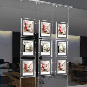 Real Estate Window Hanging Acrylic Photo Frame Advertising Display Office Led Store Sign Holders(Vertical,3pcs A4 a row)