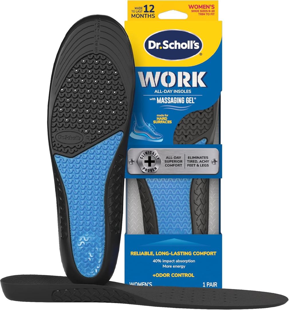 Work All-Day Superior Comfort Insoles (with) Massaging Gel, Women, 1 Pair, Trim to Fit (2 Count (Pack of 1)) 4.54 x 1.84 x 12.7 inches