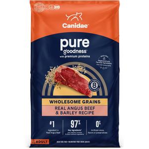 CANIDAE Pure Limited Ingredient Premium Adult Dry Dog Food, Real Beef & Barley Recipe, 22 lbs, with Wholesome Grains (22 Pound (Pack of 1)), Best By: 09/04/25