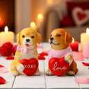 Roowest 2 Pcs Valentines's Dog Couple Figurines Decor Funny Proposal Cute Craft Resin Dog with Heart Sculpture Statue for Valentine Home Office Desk Tabletop Bathroom Decoration, Ornament Gift (3.94")
