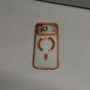 Misea Magnetic for iPhone 17 Pro Max Case Compatible with MagSafe [Never Yellowing] [Military Grade Drop Protection] Full Camera Lens Protector Plating Soft Clear Phone Case for Women, Cosmic Orange