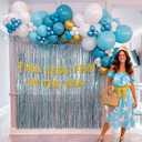 Two Less Fishin the Sea Gold Banner Balloons Blue Curtain for Nautical Theme Engagement Party Beach Wedding Anchor Cruise Banner Decorations