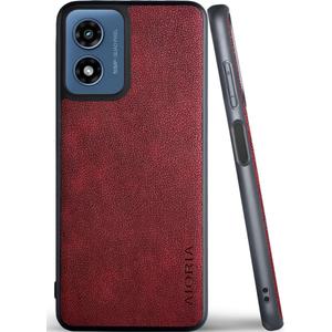 for Motorola Moto G Play (2024) Premium Leather Cover Retro Design Full Protective Phone Case for Motorola Moto G Play (2024) (Red)