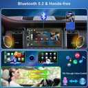 7" Double Din Car Stereo with Wireless Apple CarPlay,Car Radio Build-in Bluetooth 5.2,IPS Touchscreen 1024x600,FM Radio,Backup Camera,Dual USB,Type-C Fast Charging,GPS Navigation,Subwoofer,Car Play
