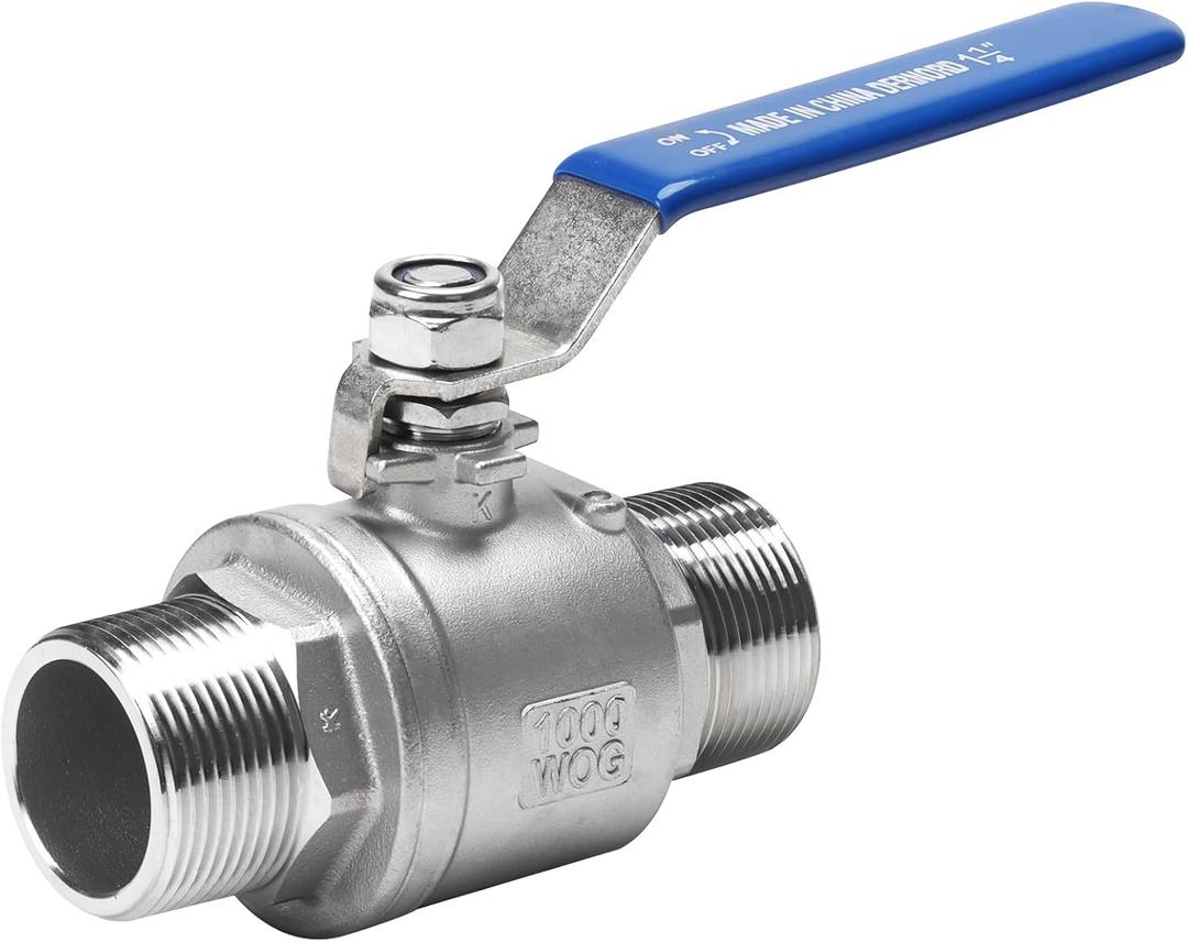 DERNORD Full Port Ball Valve 1-1/4 Inch - Male x Male Stainless Steel 304 Heavy Duty for Water, Oil, and Gas,1000WOG (1-1/4 Inch NPT)