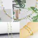 PAMIR TONG Handmade Turkish Evil Eye Beaded Link Chain with Golden Plated Brass Findings for Bracelet Necklace Glass Mask Decoration Shoes Clothes Jewelry Making (CC49)
