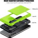 for Samsung Galaxy S24 Wallet Case with Card Holder, Dual Layer Heavy Duty Protective Shockproof Hidden Card Slot Slim Wallet Case for Samsung S24 5G 6.2 inch (Light Green)