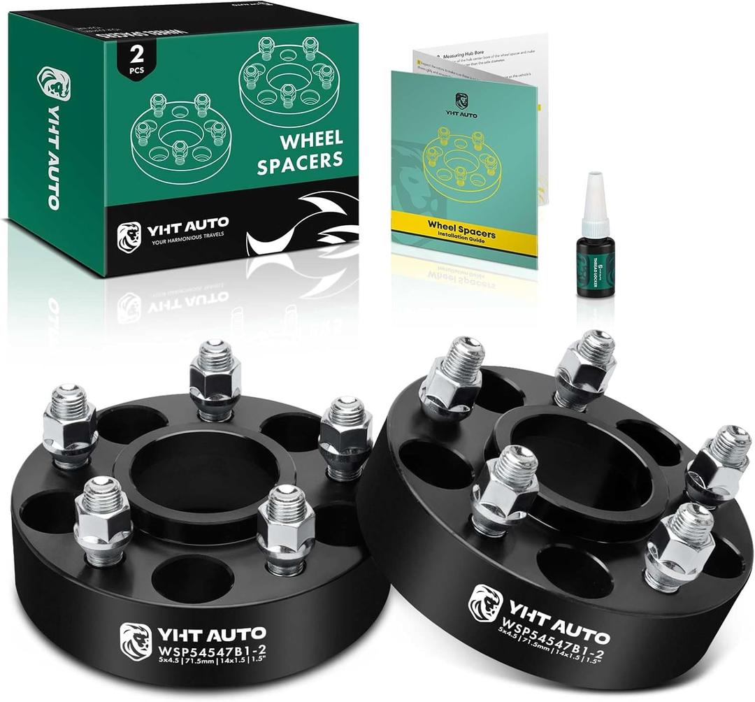 YHTAUTO 5x4.5 Hub Centric Wheel Spacers 1.5 Inch Compatible with Chrysler Dodge Models, 300, Challenger, Charger, Magnum, Tire Spacers M14x1.5 Studs, 71.5mm Hub Bore 5 Lug 2PCS Black YHTAUTO 5x4.5 Hub Centric Wheel Spacers 1.5 Inch Compatible with Chrysler Dodge Models, 300, Challenger, Charger, Magnum, Tire Spacers M14x1.5 Studs, 71.5mm Hub Bore 5 Lug 2PCS Black
