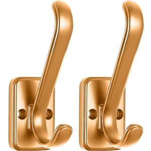 Coat Hooks Wall Hooks for Hanging, Wall Mounted for Coat Heavy Duty Single Prong Wall Hooks for Hanging Hat, Towel, Key, Robe, Coats, Scarf, Bag, Cap, Coffee Cup, Mugs (2 PCS Gold)