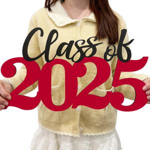 Class of 2025 Wooden Sign Graduation Decorations Red 2025 Graduation Photo Booth Prop Grad 2025 Wooden Sign Graduation Party Decorations