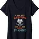 Womens I'm the Reason Why the Rum is Gone Funny Pirate V-Neck T-Shirt, Large