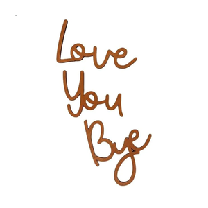 Love You Bye Wood Sign Above Door Bye Love You Hanging Wooden Script Signs Home Wall Decor Living Room Valentine's Decorations Love and Warmth Family Sign with Glue Point (Gold)