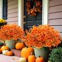 18 Bundles Artificial Flowers for Outdoors UV Resistant Fake Flowers Realistic Faux Flowers Artificial Plants Outdoor for Fall Indoor Garden Patio Window Box Kitchen Home Autumn Decor (Orange)